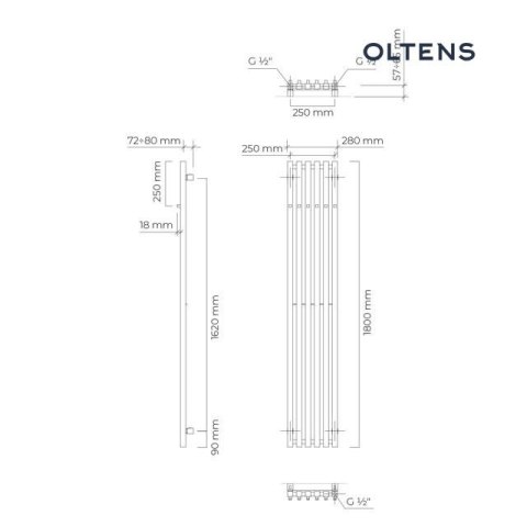Stang (s) Oltens Stang (S) grzejnik łazienkowy 180x28 cm miedź szczotkowana 55027610