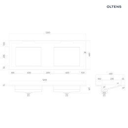 Stila Oltens Stila umywalka 120x45 cm meblowa LavaForm biały połysk 40205000
