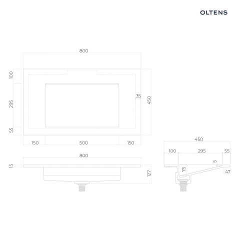 Stila Oltens Stila umywalka 80x45 cm meblowa LavaForm biały połysk 40201000