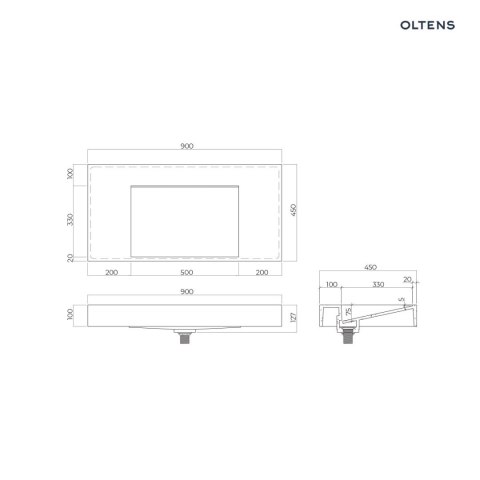 Stila Oltens Stila umywalka 90x45 cm ścienna LavaForm biały mat 40002900