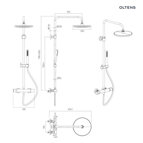 Vassa Oltens Vassa zestaw prysznicowy z baterią termostatyczną złoto szczotkowane 36508810