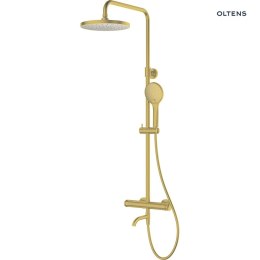 Vatten Oltens Vatten Numa zestaw wannowo-prysznicowy ścienny z baterią termostatyczną i deszczownicą złoto szczotkowane 36507810