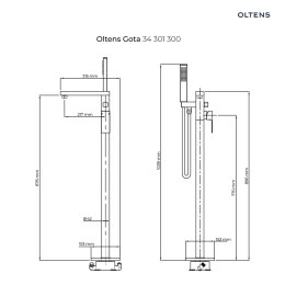 Gota Oltens Gota bateria wannowo-prysznicowa kompletna wolnostojąca czarny mat 34301300