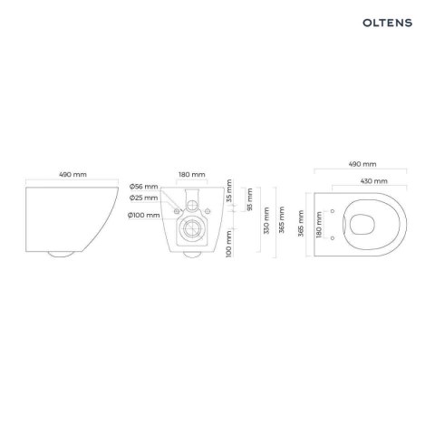 Hamnes Oltens Hamnes Kort miska WC wisząca PureRim z powłoką SmartClean biała 42519000