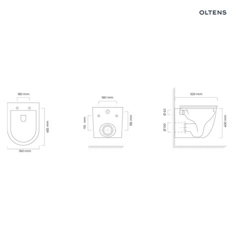 Hamnes Oltens Hamnes OneForm Stille PureRim miska WC wisząca z powłoką SmartClean biały połysk 42552000