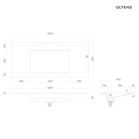 Stila Oltens Stila umywalka 100x45 cm meblowa LavaForm biały połysk 40203000