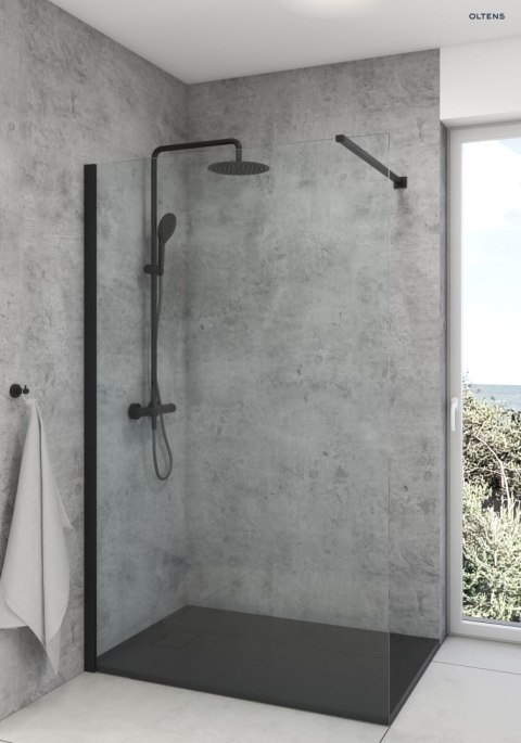 Bergytan Oltens Bergytan brodzik 120x80 cm prostokątny RockSurface czarny mat 15103300