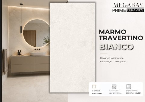 MARMO TRAVERTINO BIANCO 60X120 (1,44) MATT
