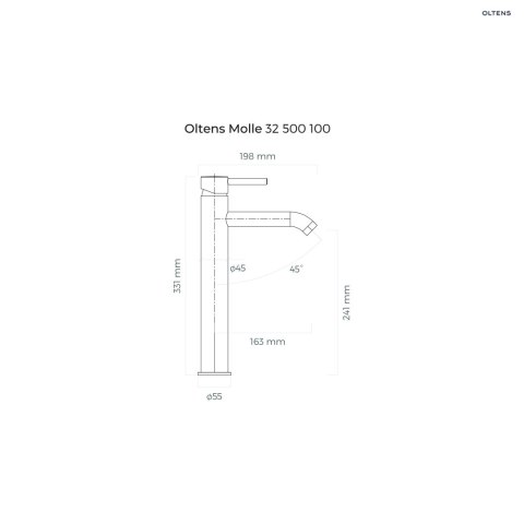Molle Oltens Molle bateria umywalkowa stojąca wysoka chrom 32500100