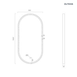 Nordlis Oltens Nordlis lustro 50x100 cm owalne z oświetleniem z przodu z matą grzewczą mosiądz szczotkowany 64128510
