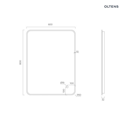 Nordlis Oltens Nordlis lustro 60x80 cm prostokątne z oświetleniem od tyłu z matą grzewczą mosiądz szczotkowany 64119510