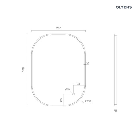 Nordlis Oltens Nordlis lustro 60x80 cm prostokątne z oświetleniem od tyłu z matą grzewczą mosiądz szczotkowany 64126510