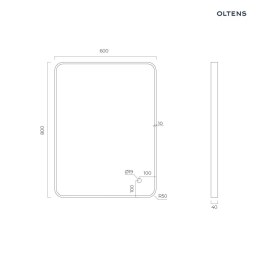 Nordlis Oltens Nordlis lustro 60x80 cm prostokątne z oświetleniem z przodu z matą grzewczą mosiądz szczotkowany 64116510