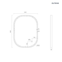 Nordlis Oltens Nordlis lustro 60x80 cm prostokątne z oświetleniem z przodu z matą grzewczą mosiądz szczotkowany 64123510