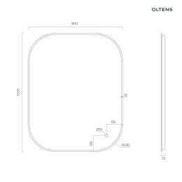 Nordlis Oltens Nordlis lustro 80x100 cm prostokątne z oświetleniem od tyłu z matą grzewczą mosiądz szczotkowany 64127510