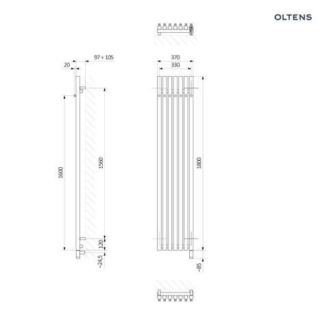 Stang Oltens Stang (e) grzejnik elektryczny 180x37 cm nikiel 55129910
