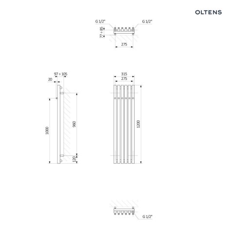 Stang Oltens Stang grzejnik łazienkowy 120x31,5 cm nikiel 55034910