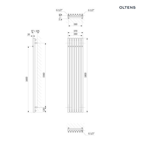 Stang Oltens Stang grzejnik łazienkowy 180x37 cm nikiel 55029910