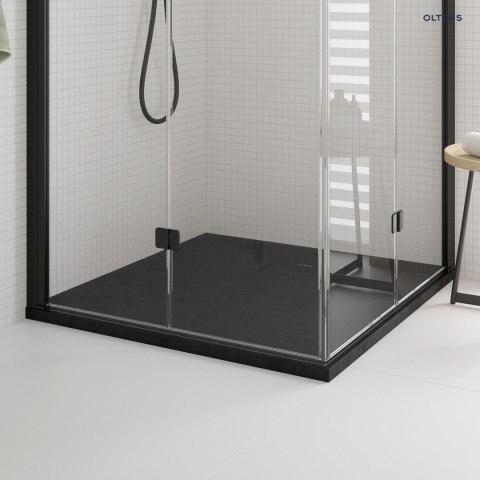 Bergytan Oltens Bergytan brodzik 90x90 cm kwadratowy RockSurface czarny mat 17101300