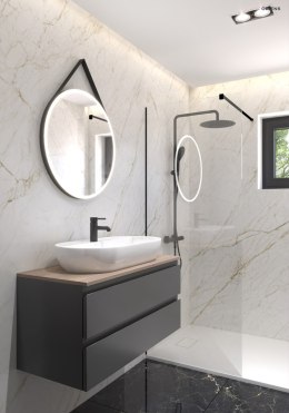 Bo Oltens Bo ścianka prysznicowa Walk-In 120 cm czarny mat/szkło przezroczyste 22004300