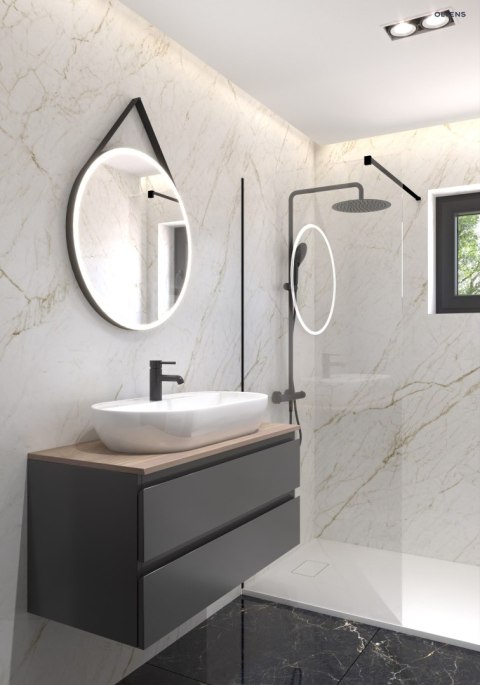 Bo Oltens Bo ścianka prysznicowa Walk-In 120 cm czarny mat/szkło przezroczyste 22004300