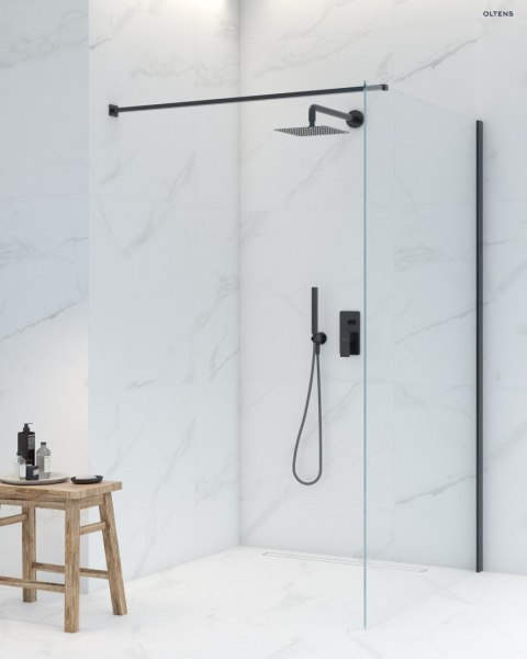 Bo Oltens Bo ścianka prysznicowa Walk-In 120 cm czarny mat/szkło przezroczyste 22004300
