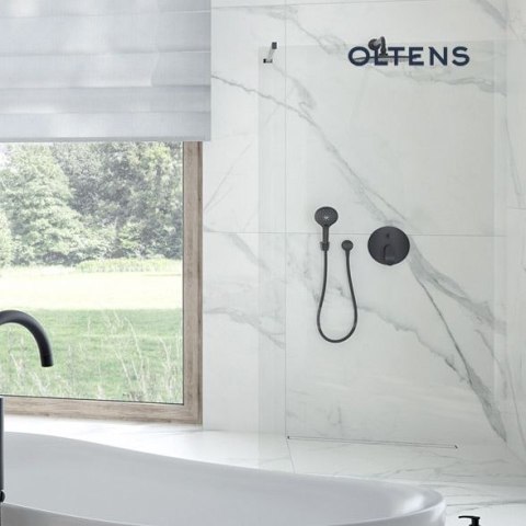 Bo Oltens Bo ścianka prysznicowa Walk-In 120 cm czarny mat/szkło przezroczyste 22004300