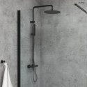 Boran Oltens Boran zestaw prysznicowy termostatyczny z deszczownicą czarny mat 36502300