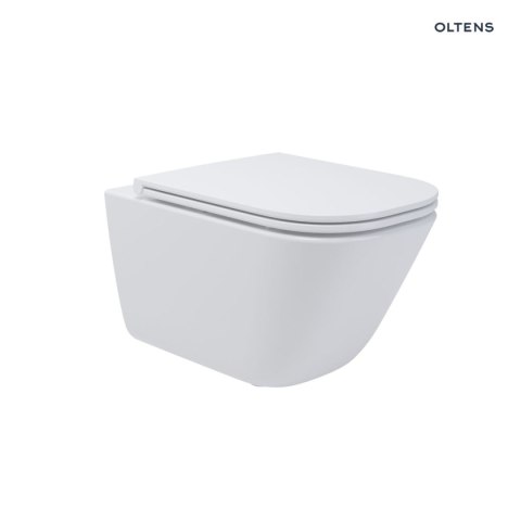 Hadsel Zestaw Oltens Hadsel miska WC wisząca PureRim z powłoką SmartClean z deską wolnoopadającą Slim biała 42546000