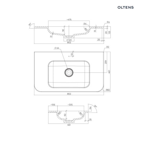 Hamnes Oltens Hamnes umywalka 80x46,1 cm prostokątna meblowa PureSurface biały mat 40213900