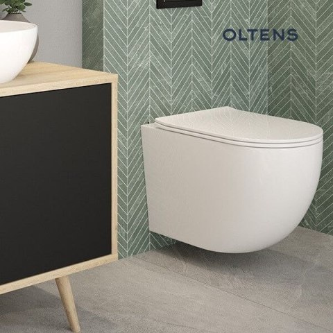 Hamnes Zestaw Oltens Hamnes Stille miska wisząca WC PureRim z powłoką SmartClean z deską wolnoopadającą Slim biała 42542000