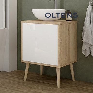 Hedvig Oltens Hedvig szafka 50 cm podumywalkowa wisząca z półką biały połysk/dąb naturalny 60203060