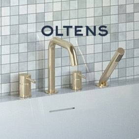 Molle Oltens Molle bateria wannowo-prysznicowa kompletna 4-otworowa złoty połysk 34200800