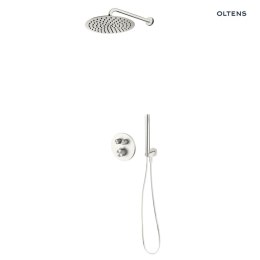 Onega Zestaw Oltens Onega bateria podtynkowa termostatyczna z deszczownicą 30 cm Vindel i kompletem prysznicowym Ume nikiel 36617910
