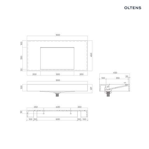 Stila Oltens Stila umywalka 90x45 cm ścienna LavaForm biały mat 40002900