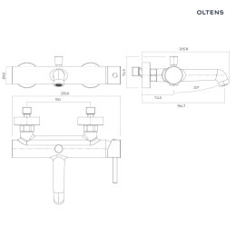 Molle Oltens Molle bateria wannowo-prysznicowa ścienna złoto szczotkowane 34112810