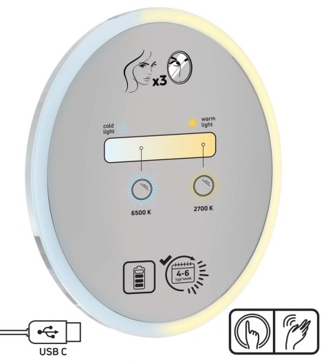 Deante Lusterko kosmetyczne magnetyczne - podświetlenie LED Deante Lusterko kosmetyczne magnetyczne - podświetlenie LED