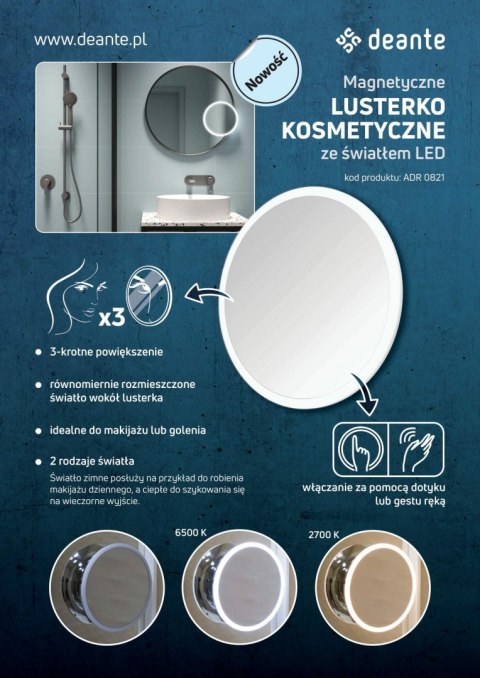 Deante Lusterko kosmetyczne magnetyczne - podświetlenie LED Deante Lusterko kosmetyczne magnetyczne - podświetlenie LED