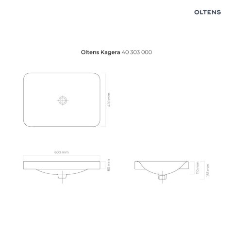 Kagera Oltens Kagera umywalka 60x42 cm nablatowa biała 40303000