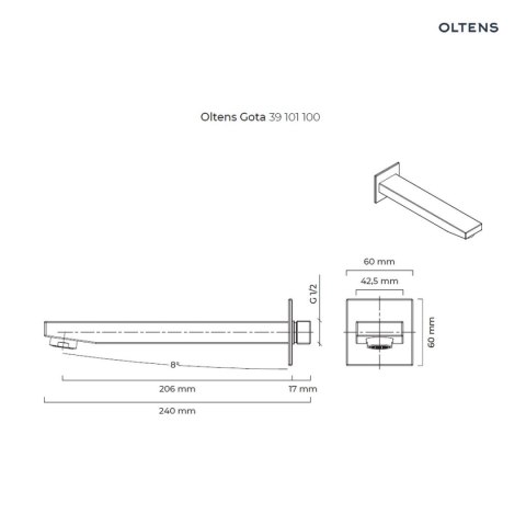 Gota Oltens Gota wylewka wannowa chrom 39101100 Gota Oltens Gota wylewka wannowa chrom 39101100