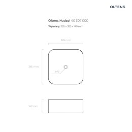 Hadsel Oltens Hadsel umywalka 38,5 cm nablatowa kwadratowa biała 40307000