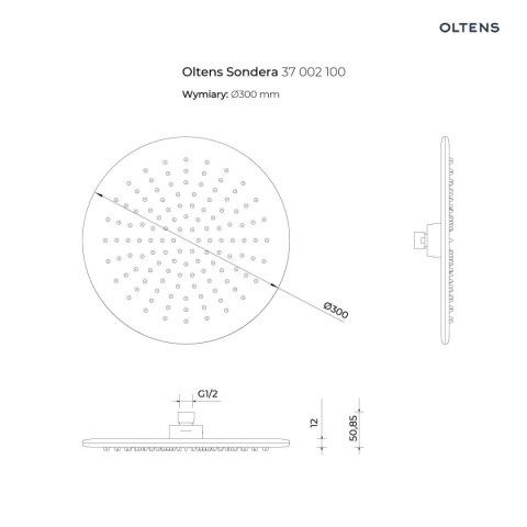 Sondera Oltens Sondera Lagan deszczownica 30 cm okrągła z ramieniem ściennym chrom 36013100 Sondera Oltens Sondera Lagan deszczownica 30 cm okrągła z ramieniem ściennym chrom 36013100