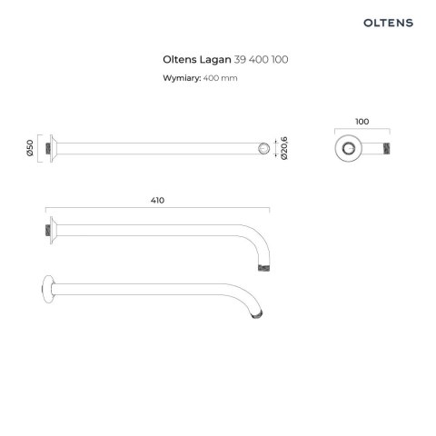 Sondera Oltens Sondera Lagan deszczownica 30 cm okrągła z ramieniem ściennym chrom 36013100 Sondera Oltens Sondera Lagan deszczownica 30 cm okrągła z ramieniem ściennym chrom 36013100