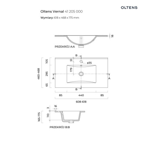 Vernal Oltens Vernal umywalka z szafką 60 cm grafit mat 68000400
