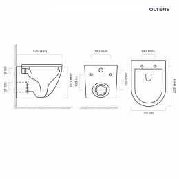 Hamnes Zestaw Oltens Hamnes miska WC wisząca PureRim z deską wolnoopadającą 42014000
