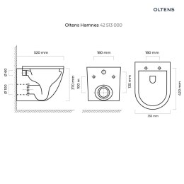 Hamnes Zestaw Oltens Hamnes miska WC wisząca PureRim z powłoką SmartClean z deską wolnoopadającą 42514000