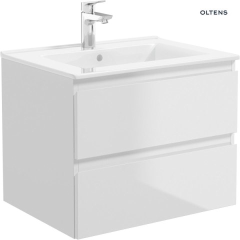 Vernal Oltens Vernal szafka 60 cm podumywalkowa wisząca z blatem biały połysk/dąb 60000060 Vernal Oltens Vernal szafka 60 cm podumywalkowa wisząca z blatem biały połysk/dąb 60000060