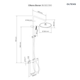 Boran Oltens Boran zestaw prysznicowy termostatyczny z deszczownicą czarny mat 36502300
