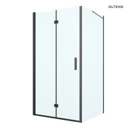 Hallan Oltens Hallan kabina prysznicowa 100x100 cm kwadratowa drzwi ze ścianką czarny mat/szkło przezroczyste 20009300
