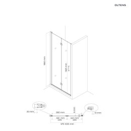 Hallan Oltens Hallan kabina prysznicowa 100x80 cm prostokątna drzwi ze ścianką czarny mat/szkło przezroczyste 20204300